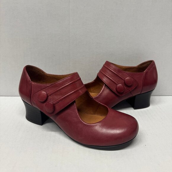 MIZ MOOZ MARY JANE LEATHER HEELED SHOES WINE 37EU / 6.5US NEW # X-01 - Picture 1 of 3